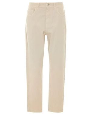 Brunello Cucinelli Broeken ,Rechte Broek Met Vijf Zakken - Naturel