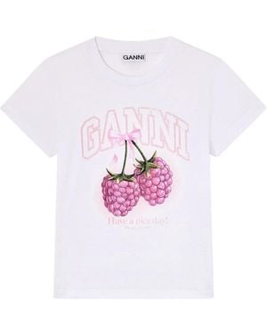 Ganni Baby T-Shirt Met Framboos - Wit