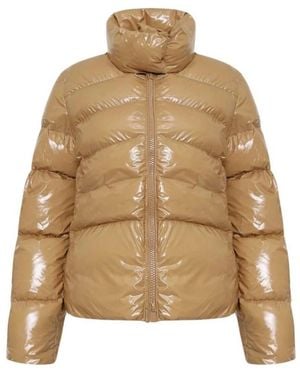 Pinko Jassen ,Polyester Zip-Up Puffer Jas - Naturel
