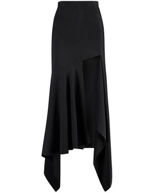 Mugler Midi Rok Met Uitgesneden Details En Asymmetrische Zoom - Zwart