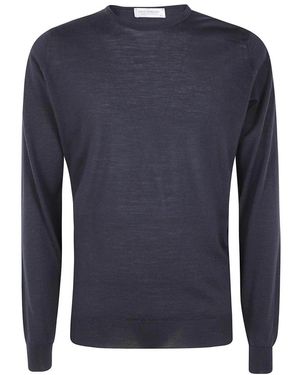 John Smedley Lundy Rundhals-Pullover - Blau