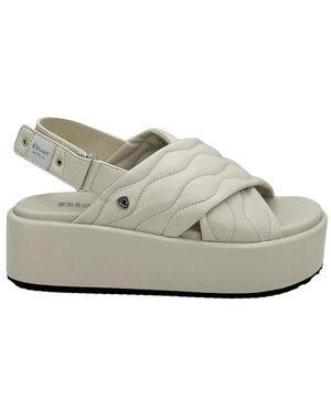 Blauer Wedges - White