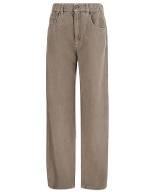 Brunello Cucinelli Wijde Broek - Bruin