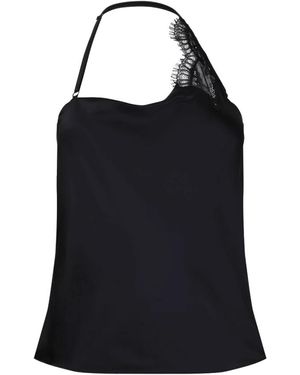 Courreges Schwarzes Asymmetrisches Spitzen Tanktop