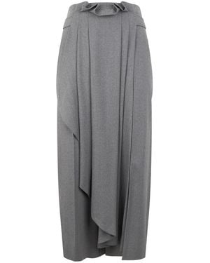 Alberta Ferretti Rokken ,Grijs ,Wol Lange Rok Met Plooien