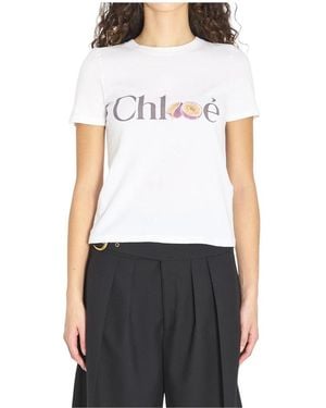 Chloé T-Shirt Mit Logo-Detail - Weiß