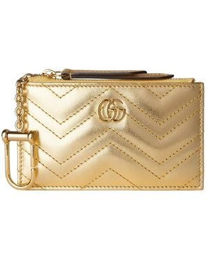 Gucci Accessoires ,Geel ,Leer Gg Marmont Portemonnee - Metallic