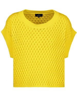 Monari Ajour Gebreid Vest - Geel
