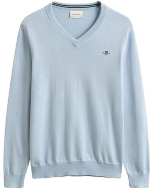 GANT Klassieke Katoenen V-Hals - Blauw