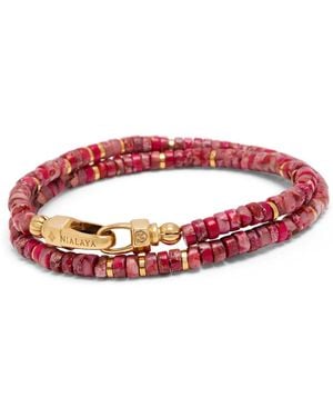 Nialaya Howlite Heishi Wrap Bracelet - Rood