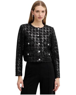 Michael Kors Jassen ,Zwart ,Tweed Geknoopte Tweed Jas Met Pailletten