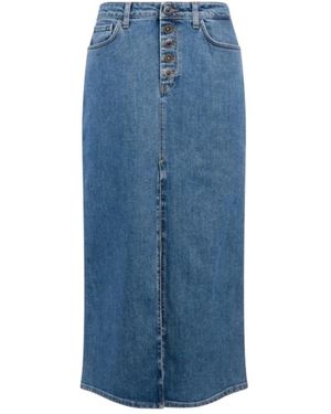 Dondup Rokken ,Blauw ,Denim Lange Stretch Denim Rok