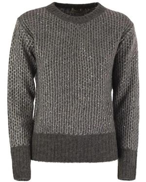 Herno Sequin Strickpullover Mit Rundhalsausschnitt - Grau