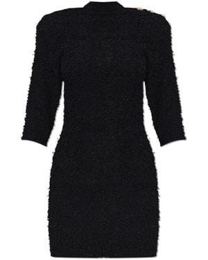 Balmain Kleedjes ,Zwart ,Tweed Fitted Tweed Dress