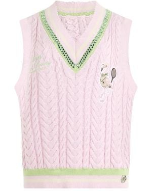 Philipp Plein V-Neck Gilet Tennis Club - Roze