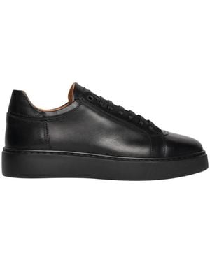 Exton Schwarze Ledersneaker Mit Gummisohle