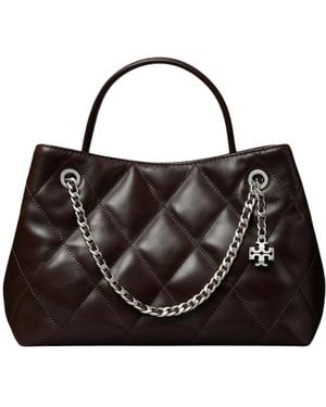 Tory Burch Tassen ,Bruin ,Katoen Kleine Fleming Carryall - Zwart