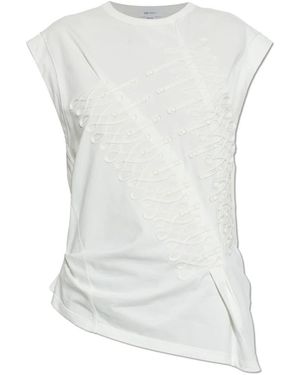 McQueen Tops ,Wit ,Katoen Asymmetrische Top Met Cut - Grijs