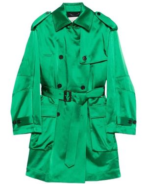 Dries Van Noten Geknöepfter Trenchcoat Mit Gürtel - Grün