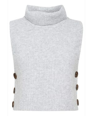 Cream Truien & Vesten ,Wit ,Polyester Korte Gebreide Slipover Lichtgrijs Melange