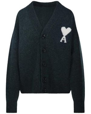 Ami Paris Quota V Neck Cardigan - Blauw