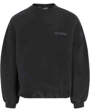 Jacquemus Hoodies & Sweatvesten ,Grijs ,Katoen Ruban Katoenen Sweater - Zwart