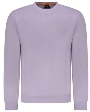 BOSS Lila Baumwollpullover Bestickter Sweatshirt