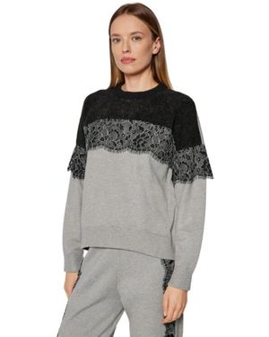 Twinset Hoodies & Sweatvesten ,Veelkleurig ,Tweed Completo Tuta - Grijs