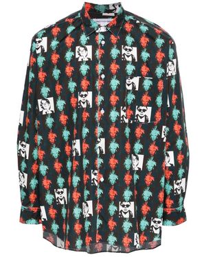 Comme des Garçons Overhemden ,Veelkleurig ,1 Print E Shirt Woven - Groen