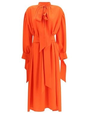 Sa Su Phi Elegantes Susanna Langes Kleid Mit Rüschen - Orange