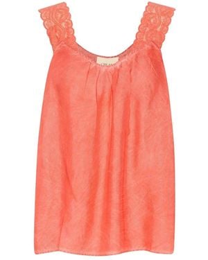 Cream Mouwloze Top - Roze