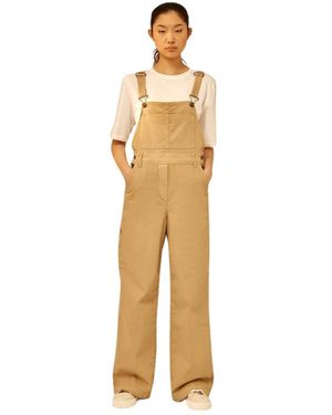 Semicouture Gefärbter gabardine overall mit verstellbaren trägern - Natur