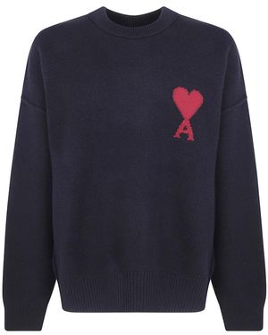 Ami Paris Round-Neck Knitwear - Azul