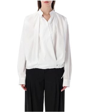 Dries Van Noten Overhemden ,Wit ,Katoen Katoenen Popeline Wikkelblouse