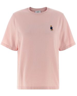 Maison Kitsuné 240 Gr Katoen Jersey T-Shirt - Roze