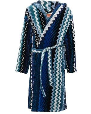 Missoni Nachtkleding ,Blauw ,Katoen Giacomo Badjas Met Capuchon