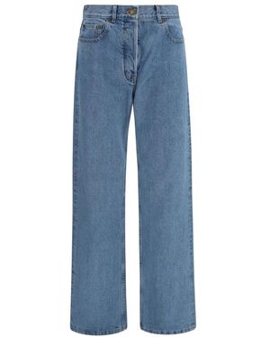 Thom Browne Jeans ,Blauw ,Katoen Rechte Selvedge Katoenen Jeans Met Verstelbare Rugband
