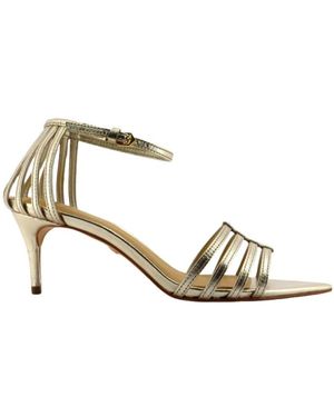 Carrano Schoenen ,Geel ,Leer Sandalen Met Hoge Hak - Metallic