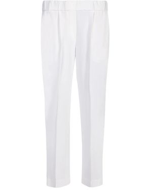 Brunello Cucinelli Eleganti pantaloni beige in seta - Bianco