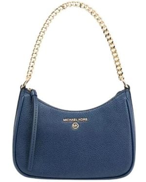Michael Kors Jet Set Charm Kleine Pochette Aus Genarbtem Leder - Blau