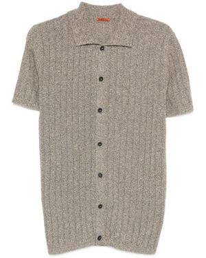 Barena Truien & Vesten ,Maglia Cardigan Met Knopen, Half Lange Mouwen Met Ribbels En Overhemdkraag - Grijs