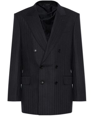 Tom Ford Dubbelrijige Blazer Met Gesloten Revers - Zwart