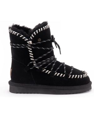 Warmbat Schwarzer Wildlederstiefel Mit Weißen Details