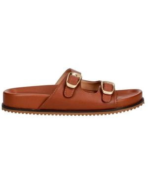 Twinset Leder-Slipper - Braun