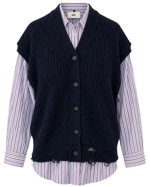 SOLOTRE Truien & Vesten ,Blauw ,V-Hals Gebreide Kleding