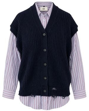 SOLOTRE V-Ausschnitt Strickware - Blau