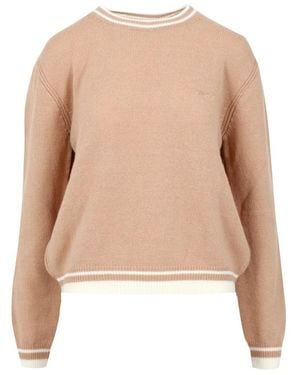 MSGM R pullover mit besticktem logo - Natur