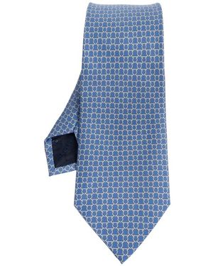 Ferragamo Carato Zijden Stropdas - Blauw