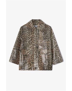 Ganni Laminated Cotton Canvas Jacket - Bruin