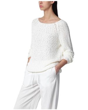 DUNST Truien & Vesten ,Wit ,Katoen Crochet Crew Neck Knit